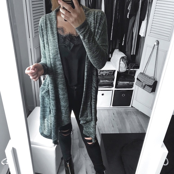 Mocha Asymmetrical Hem Cardigan - Picture 2 of 5